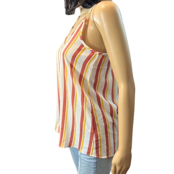 Pink‎ Rose Gauzy Tank Top Size Small Striped Lagenlook Coastal Wild Child - Picture 3 of 6